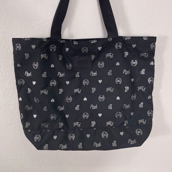 VS Pink Black Monogram Logo Medium Sized Travel Tote Bag - Picture 3 of 6